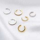 S925 Sterling Silver Simple Style Circular Ring Zircon Ear Clip Women Oorbellen (Zilver)