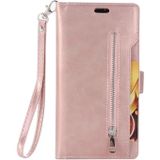 Voor Samsung Galaxy Note8 Multifunctionele Rits Horizontale Flip Lederen case met Holder & Wallet & 9 Card Slots & Lanyard(Rose Gold)