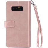 Voor Samsung Galaxy Note8 Multifunctionele Rits Horizontale Flip Lederen case met Holder & Wallet & 9 Card Slots & Lanyard(Rose Gold)