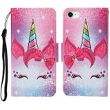 Voor iPhone SE (2020)/ 7 / 8 geschilderd patroon horizontale flip Leathe case (unicorn)