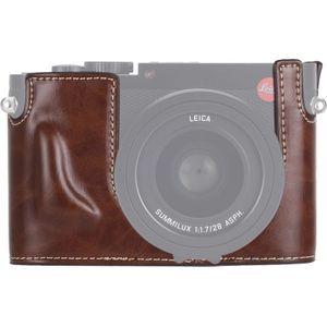1/4 inch draad PU lederen camera half Case Base voor Leica Q (Typ 116) (koffie)