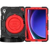 Voor Samsung Galaxy Tab S9 Spider Rotatiehandvat Siliconen Hybrid PC Tablet Case (Zwart Rood)