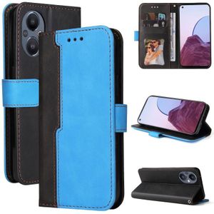 For OPPO Reno7 Z 5G / A96 5G Stitching-Color Flip Leather Phone Case(Blue)