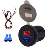 Universele auto n poort USB-oplader stopcontact adapter 2.1 A 5V IP66 met LED Digitale voltmeter + 60cm kabel (rood licht)