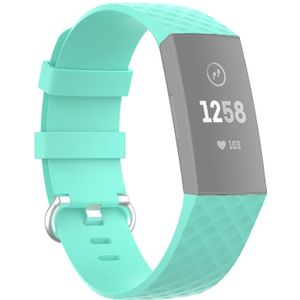 22mm Silver Color Buckle TPU Polsband horlogeband voor Fitbit Charge 4 / Charge 3 / Charge 3 SE (Groen)
