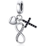 S925 Sterling Silver Infinity Symbol Cross Hanger DIY Bracelet Ketting Accessoires