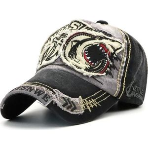 13948 Shark Pattern Washable Baseball Cap Lente en Herfst Sun Hat  Size: One Size (Dark Gray)