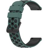 Voor Samsung Gear S3 Frontier 22 mm tweekleurige poreuze siliconen horlogeband (olijfgroen + zwart)