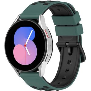 Voor Samsung Gear S3 Frontier 22 mm tweekleurige poreuze siliconen horlogeband (olijfgroen + zwart)