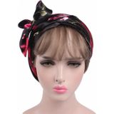 2 PCS TJM-226 Dames Satin Print Lint Bow Turban Hat Night Cap Silk Chemotherapy Hat Long Tail Braid Hat (Paars)