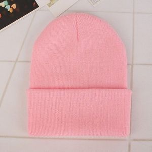 Eenvoudige effen kleur warme Pullover gebreide Cap voor mannen/vrouwen (roze)