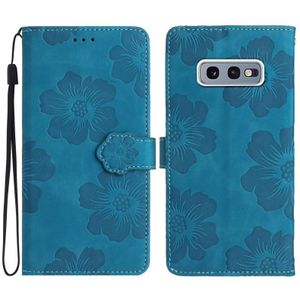 Voor Samsung Galaxy S10e Bloem Embossing Patroon Lederen Telefoon Case(Blauw)