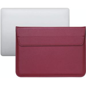 PU-leer Ultra-dunne Envelop Tas laptoptas voor MacBook Air / Pro 15 inch  met standfunctie (Wijn Rood)