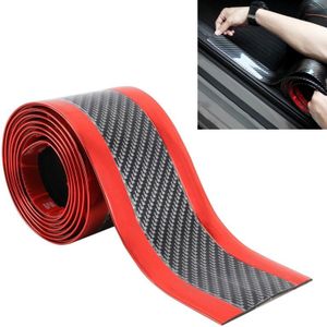 Universele galvaniseren Carbon Fiber autodeur drempel decoratie strip decoratieve sticker  grootte: 2 cm x 2M (rood)