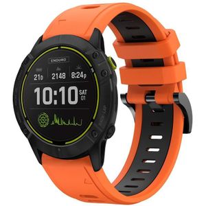 Voor Garmin Enduro 26 mm tweekleurige sport siliconen horlogeband (oranje + zwart)