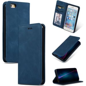 Retro huid voelen Business magnetische horizontale Flip lederen case voor iPhone 6S plus & 6 plus (marineblauw)