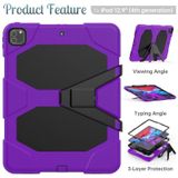 Voor iPad Pro 12 9 inch (2020) Shockproof Colorful Silicon + PC Protective Case met Holder & Shoulder Strap & Hand Strap & Pen Slot(Purple)