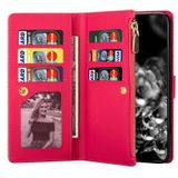 Voor Huawei P40 lite Multi-card Slots Starry Sky Laser Carving Glitter Zipper Horizontale Flip Lederen Case met Holder & Wallet & Lanyard(Rose Red)