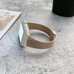Gesp-stijl Staalvervanging Strap horlogeband voor Apple Watch Series 6 & SE & 5 & 4 44MM / 3 & 2 & 1 42mm (ROSE GOUD)