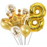 2 STUKS Verjaardag Baby Kinderen Gouden Kroon Aluminium Film Nummer Ballon Set Bruiloft Scne Decoratie (Nummer 8)