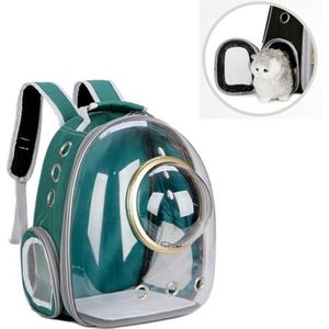 Space Capsule Pet Bag Panoramische transparante kat go out draagbare ademende rugzak met cover (Inkt groen)