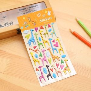 2 stuks giraf patroon creatieve Cartoon kinderen DIY Album dagboek decoratieve Stereo Bubble Sticker