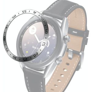 Voor Samsung Galaxy Watch 3 41mm Smart Watch Steel Bezel Ring  een versie (Silver Ring Black Letter)