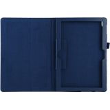 Voor Lenovo Tab 4 10 Plus (TB-X704) / Tab 4 10 (TB-X304) Litchi Texture Solid Color Horizontal Flip Leather Case met Holder & Pen Slot (Donkerblauw)