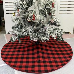 Kerstversiering Vakantiescne met Kerstboom Bodem Decoratie Boomschort (Zwart Rood Geruit)