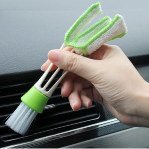 2 stuks plastic auto schoonmaken borstel dubbele eindigde auto lucht vent gleuf Cleaner borstel afstoffen jaloezien toetsenbord schoonmaken borstels Cleaner