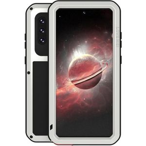 Voor Samsung Galaxy A72 5G / 4G LOVE MEI Metal Shockproof Waterdichte Stofdichte Beschermhoes met Glas (Zilver)