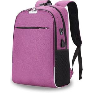 Laptop rugzak school tassen anti-diefstal reizen rugzak met USB Oplaadpoort (paars)