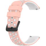 Voor Garmin Venu 2 Plus 20 mm tweekleurige poreuze siliconen horlogeband (roze + wit)