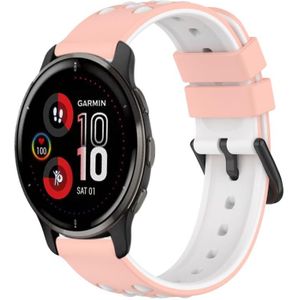 Voor Garmin Venu 2 Plus 20 mm tweekleurige poreuze siliconen horlogeband (roze + wit)