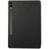 Voor Samsung Galaxy Tab S9+ 3-voudige pure kleur TPU lederen tablethoes met pensleuf