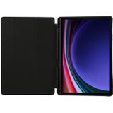 Voor Samsung Galaxy Tab S9+ 3-voudige pure kleur TPU lederen tablethoes met pensleuf