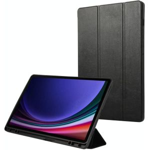 Voor Samsung Galaxy Tab S9+ 3-voudige pure kleur TPU lederen tablethoes met pensleuf