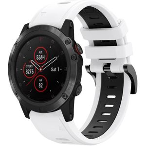 Voor Garmin Fenix 5X Sapphire 26mm tweekleurige sport siliconen horlogeband (wit + zwart)