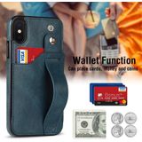 Crazy Horse Texture Shockproof TPU + PU Leather Case with Card Slot & Wrist Strap Holder For iPhone X / XS(Sapphire Blue)