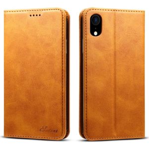 Suteni kalf textuur horizontale Flip lederen case voor iPhone XR  met houder & kaartsleuven & portemonnee (bruin)