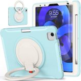 Shocproof siliconen + pc-beschermhoes met 360 graden rotatie Opvouwbare handvat Grip Houder & Pen Slot voor Ipad Air 4 10.9 / PRO 11 2021/2020 / 2018 (Ice Crystal Blue)