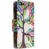 Voor iPhone 6s & 6 Gekleurd tekenpatroon Rits Horizontale Flip Lederen case met Holder & Card Slots & Wallet(Tree)