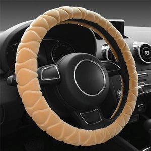 Auto Universele Korte Pluche Warme Anti-skid Stuurwiel Cover  Aanpassing Stuurwiel Diameter: 38cm (Beige)