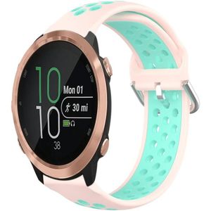 Voor Garmin Forerunner 645 20 mm geperforeerde ademende sport siliconen horlogeband (roze + watereend)