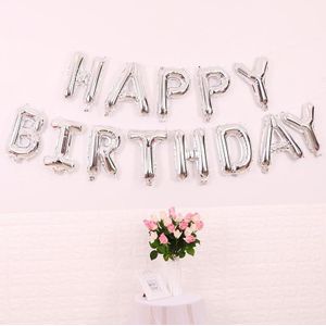 2 stks 16 inch Happy Birthday Brief Aluminium Film Ballon Verjaardag Party Decoratie Specificatie: (US Version Silver))