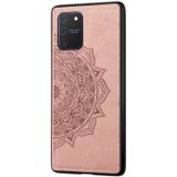 Voor Samsung Galaxy M80s / A91 / S10 Lite Mandala Relif Doek + PC + TPU mobiele telefoon case met magnetische functie & handband (Rose Gold)