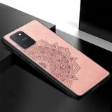 Voor Samsung Galaxy M80s / A91 / S10 Lite Mandala Relif Doek + PC + TPU mobiele telefoon case met magnetische functie & handband (Rose Gold)