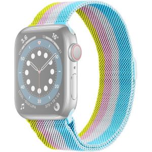 Vierkleuren Rainbow Milanese vervangende band horlogeband voor Apple Watch Series 6 & SE & 5 & 4 44mm / 3 & 2 & 1 42mm