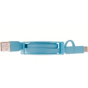 1m 2A Two in One uittrekbare Micro USB naar USB-C / Type-C Data Sync laad Kabel  Voor Galaxy  Xiaomi  Huawei  LG  HTC en andere Smart Phones  Oplaadbare Devices(blauw)