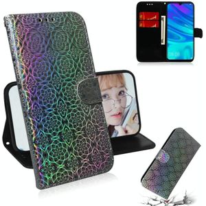 Voor Huawei P Smart 2019 effen kleur kleurrijke magnetische Buckle horizontale Flip PU lederen draagtas met houder & kaartsleuven & portemonnee & Lanyard (zilver)